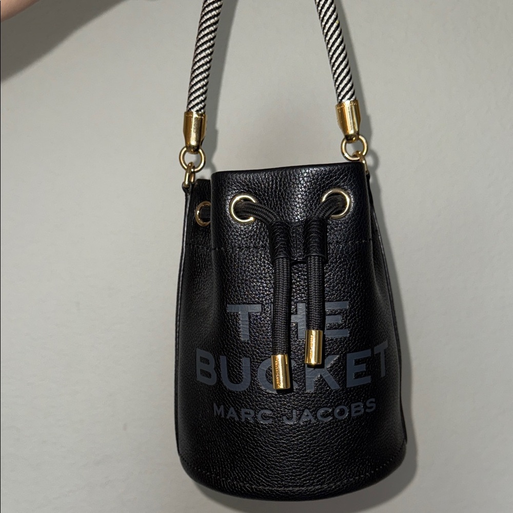 Marc Jacobs Black Bucket Bag with Gold Accents